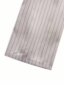 2 件套 Tween Girl 精致都市通勤风格蓝白条纹背心和裤子套装 - 卡其色 - 查看 6