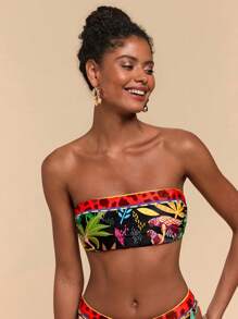Travachic Women's Sexy Strapless Floral Print Bikini Top, Summer Beach, Vacation Outfits Woman, Boho, Summer Outfits For Women, Vacation Outfits Woman, Beach Vacation Outfits, Elegant, Casual, Summer Outfits For Women, Vacation Outfits Woman, Casual, Boho, High Waisted Bathing Suit, Tube Top,Holiday Outfits,Holiday Clothes,High Waisted Bikini, High Waisteo Bathing Suit,Thong Bikini Set,Beach Outfits For Woman,Vacation Outfits Woman - Multicolor - View 3
