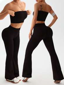 Slayoga 2pcs Sports Vest And Pants Set, Fashionable For Summer Workout Women Sets