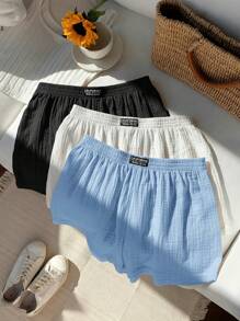 Comfortcana 2pcs Woven Wide Leg Shorts Set, Fashionable For Summer Cotton - Multicolor - View 6