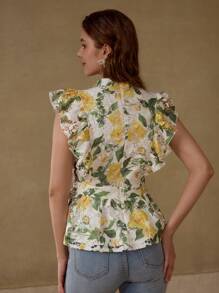 MOTF PREMIUM Blusa con volantes de encaje guipur