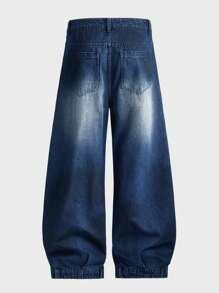 ROMWE MEN Grunge Punk Jeans anchos casuales desgastados lavados para hombre