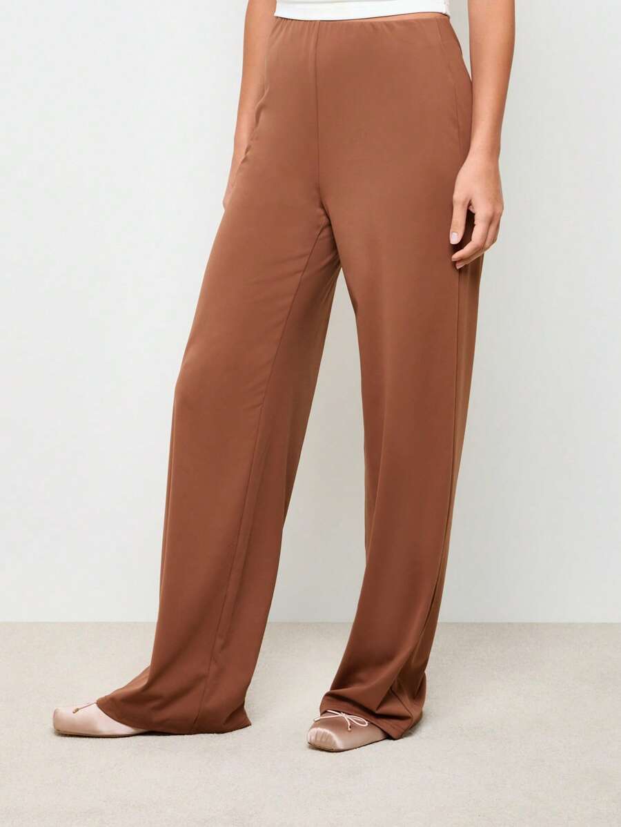 AiiRZ Palazzo Wide Leg Loungewear Pants Studio Practice Ballet Professional Exercise Bottoms Athleisure Wear - Brown - View 1