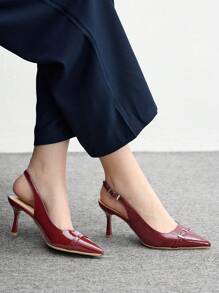 CUCCOO BIZCHIC Women's Pointed Toe High Heel Pumps, Sexy Stilettos Suitable For Outdoor, Commuting, Party, Banquet - Red Spring Shoes - Burgundy - View 5