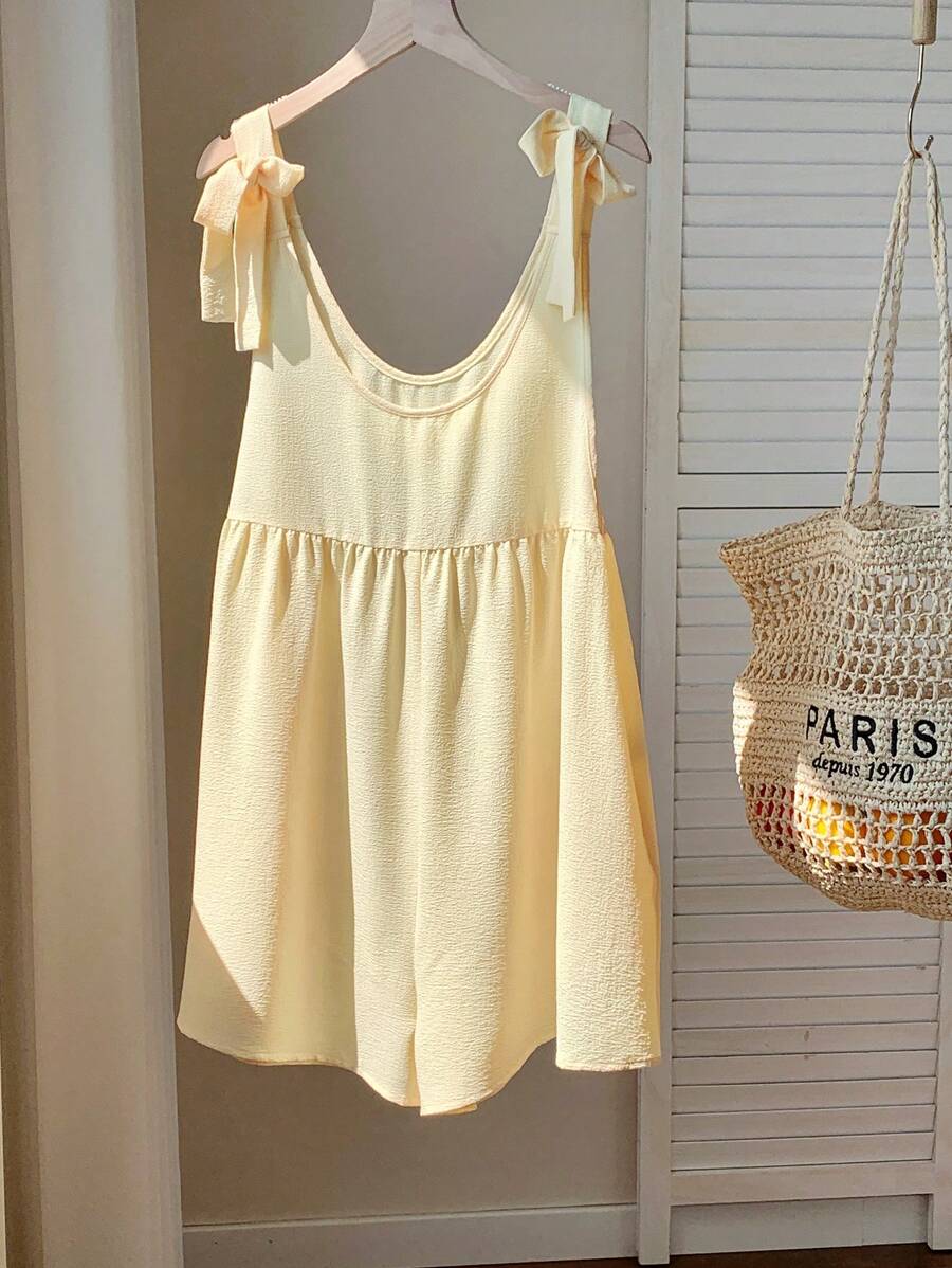Comfortcana Fashionable Suspender Romper Jumpsuit Suitable For Summer - Yellow - View 1