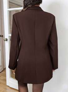 SHEIN Frenchy Plus Size Solid Color Front Button Belted Elegant Long Sleeve Blazer Jacket,Winter