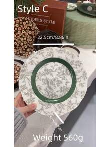Cirelle 1 Stück Luxus Französisch Vintage Keramik Teller - Britisch Blumen Prägung Regenwald Geschirr, mikrowellengeeignet & bleifrei zertifiziertes botanisches Design, Rama Comfort Home, Neujahr, Weihnachten, Muttertag Geschenk, Küchenbedarf, Partynutzung, Familienessen, Nachmittagstee, hochwertige Café Ausstattung, Sommer Heim Dekoration, Einweihungsgeschenk