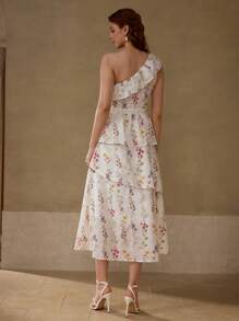 MOTF PREMIUM Ein-Schulter Kleid mit Lochstickerei