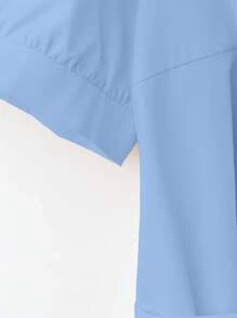 SHEIN Clasi Plus Size Women's Simple Elegant Solid Color Button Decor Bowknot Cuff Short Sleeve Light Blazer Graduation,Back To School,Teacher Outfits For Women