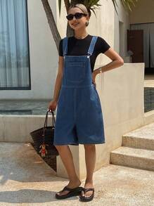 Livesso Summer New Loose Casual Women Denim Bib Pants