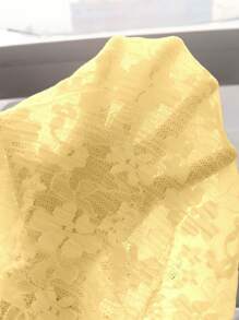 SHEIN Unity Damen-Camisole-Top mit asymmetrischem Saum und weißer Spitze, Sommer - Gelb - Übersicht 5