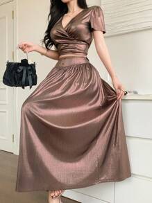 DAZY Conjunto de 2 piezas de blusa y falda elegante nuevo para mujer para el festival de música de verano