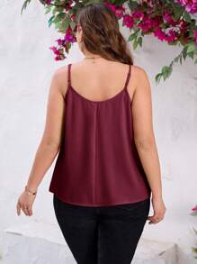 SHEIN Clasi Multi-Pack Elegant Plus Size Ladies' Camisole Tops In Black, White And Red Burgundy - Burgundy - View 2