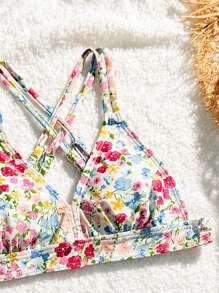 Tween Girls' Ditsy Floral Swimwear Set, Fashionable For Summer - Multicolor - View 5