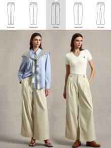 Briarwyn Women Simple Solid Color Wide Leg Casual/Work Pants Summer Outfits For Women Business Casual Woman - Apricot - View 2