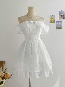 Soleia Abito bohémien, boho, floreale romantico, da vacanza, floreale per il 4 luglio, outfit da rave, abito bianco da laurea, abito da festa, outfit da laurea, abito per il 4 luglio, abito giallo burro per festival del 4 luglio, concerto e vacanze, elegante abito a fascia con fiocco e gonna mini principessa, adatto per vacanze