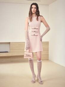 MOTF STUDIO Vestido corto sin mangas con decoración de lazo