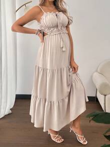 SHEIN Umstandsmode Lässig einfarbiges Trägerkleid mit offenem Rücken für den Urlaub