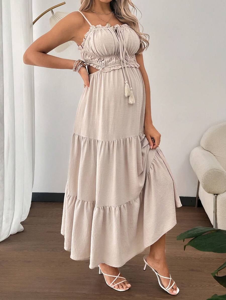 SHEIN Umstandsmode Lässig einfarbiges Trägerkleid mit offenem Rücken für den Urlaub