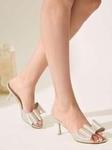 CUCCOO CHICEST Women's Summer New Arrival Crystal Bowknot Pointed Toe Stilettos, Elegant Romantic Noble Apricot Satin Ladies' High Heel Sandals, Fashion Party Formal Dress Shoes - Apricot - View 7