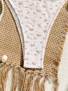 Swim Mod 2025 新款女士碎花比基尼和包袋两件套，沙滩夏季泳装套装 - 粉色 - 查看 5