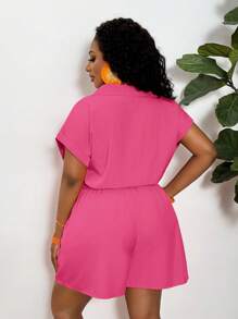 Slaydiva 2025 New Fashion Rave/Easter Outfit, Old Money Style, Country Concert Outfit, Going Out Outfit, Fairycore, Festival Outfit, Tropical Vacation Outfit, Summer Outfit For Women, Casual Everyday All-Match Romper With Belt, Women Summer Rompers - Hot Pink - View 2