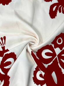 Chiquease Women's Retro Print V-Neck Elegant Summer Dress - Burgundy - View 8