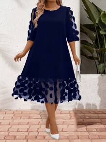 SHEIN Clasi Plus Size Women Summer Elegant Mesh Patchwork Dress