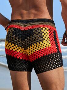 Manfinity Swimmode Quần short dệt kim rút dây màu tương phản dành cho nam đi nghỉ thường ngày - Nhiều màu - Xem 2