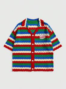 ROMWE MEN Men's Loose Knit Shirt, Knit Short Sleeve Top, Vacation