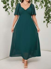 SHEIN Clasi Plus Size Solid Square Neck Twisted Ruffle Sleeve Chiffon Maxi Dress Casual Long Vacation Dress,Emerald Green Dress,Tea Party Outfit,Easter Dresses,Rave Outfits Festival,Festival Outfits For Women,Easter Outfit Women,Graduation Dresses For Women,Easter Dress,Vacation Outfits Woman,Graduation Dress,Wedding Guest Dress Women,Summer Dresses For Women,Easter Dress Women,Dresses For Women Elegant, Plus Elegant Dress Dresses For Women Elegant Plus Size Dresses Plus Size Elegant Dress Plus Size Party Dresses Dresses For Women Party Plus Size - Army Green - View 11