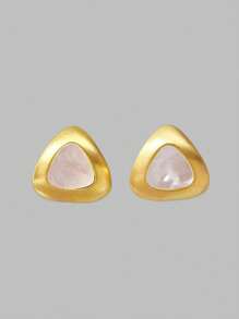 Ontre 18K Gold Plated Triangle Matte Gold Anti-Allergic Stud Earrings