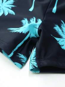 SHEIN Tween Boy Graphic Print Long Sleeve Rashguard And Allover Print Swim Trunks 2 Pieces Set Swimsuits For Tweens Long Sleeve Teen Swim Suits Long Sleeves Rashguard Kids Tween Swim Suits With Sleeves Boy Beach Outfits