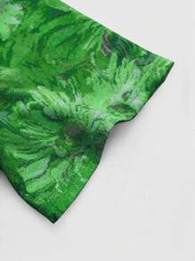 Manfinity EMRG Men's Blue Button-Up Shirt With Sunflower, Letter, Pegasus Graphic, Zip Design - Multicolor - View 5