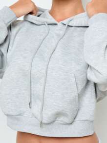 AiiRZ Oversized Cropped Athletic Sweatshirt Workout Hoodie Comfortable Sportswear For Yoga Running Training Spring Fall Winter - Grey - View 4
