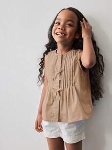 Maija Kids Maija Kids Camiseta de tirantes informal con cuello redondo y decoración de mariposa tejida para niña joven