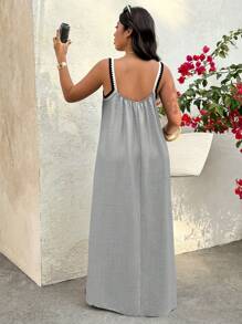 Breezaya Plus Size Fashionable Vacation Style Dress, Suitable For Summer - Grey - View 1