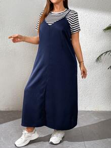 SHEIN Essnce Traje informal para mujer talla grande, vestido de dos piezas, traje de verano de mujer de dos piezas, conjunto de concierto, conjunto para salir, conjunto para concierto country de verano