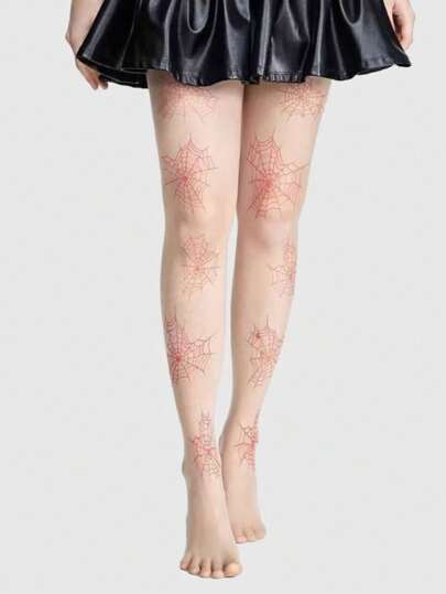 Grunge Punk جوارب نسائية مطاطية بنمط شبكة العنكبوت، للهالوين