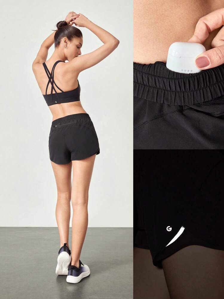 2.5" RefreshRun Shorts VitalSwift Ultralight Sweat-Wicking Mid-Rise Waist Adjustable Drawstring Waist Reflective Running Shorts With Built-In Anti-Odor Underwear Back Zip Pocket High Impact Workout Running Training Spring  Spring Summer