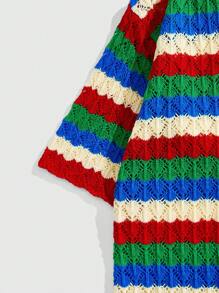 ROMWE MEN Men's Loose Knit Shirt, Knit Short Sleeve Top, Vacation