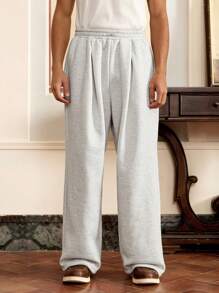 SWAVVY 3pcs/Set Men's Standard Size Casual Loose Pleated Straight Leg Jogger Pants