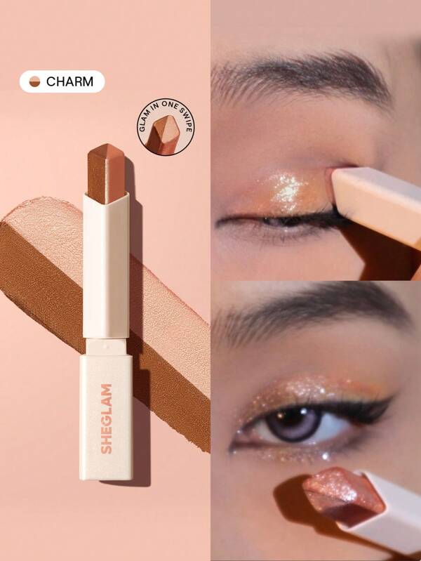 SHEGLAM Insta-Eyes Dual Tone Shadow Stick-Charm Gradient Ombretto Glitterato Bicolore Ombretto Perlato Shimmer One Step Ombretto Sfumabile E Liscio In Saldo Per Il Ombretto Marrone Brillantini Marchio Bellezza Trucco Cosmetico Per Donne Ragazze Perfetto Per Autunno Inverno Ideale Per Y2K Elegante Moda Adatto Per Compleanno Natale Presente Festa Pronto Migliore Colore