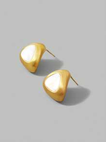 Ontre 18K Gold Plated Triangle Matte Gold Anti-Allergic Stud Earrings