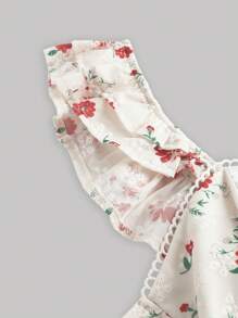 SHEIN MOD Women Plus Size Fashion Embroidery Ruffle Hem Blouse, Suitable For Vacation - Multicolor - View 3