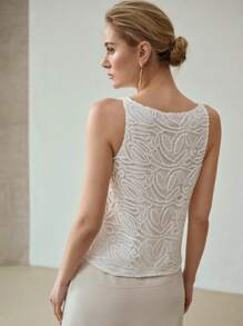 MOTF PREMIUM Canotta con scollo tondo ricamata