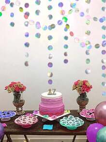 SHEIN 1pc Glitter Detail Round Decor Garland, Birthday Decoration Valentine DAY, Valentines Wedding, Birthday, Party Decorations, Wedding Decor, Birthday Decorations, Party Decor, Baby Shower, Bridal Shower, Bachelorette Party, Gender Reveal Decorations, Happy Birthday, Halloween Decor, Back To School, Supplies School, School Stuff