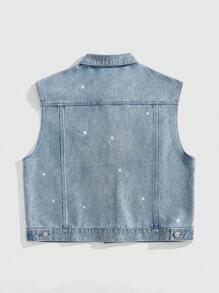 ROMWE MEN ROMWE Avant Men's Denim Vest, Fashionable For Summer - Light Wash - View 2