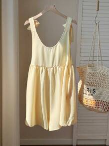 Comfortcana Fashionable Suspender Romper Jumpsuit Suitable For Summer - Yellow - View 2