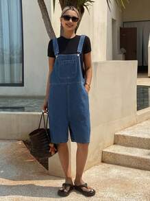 Livesso Summer New Loose Casual Women Denim Bib Pants